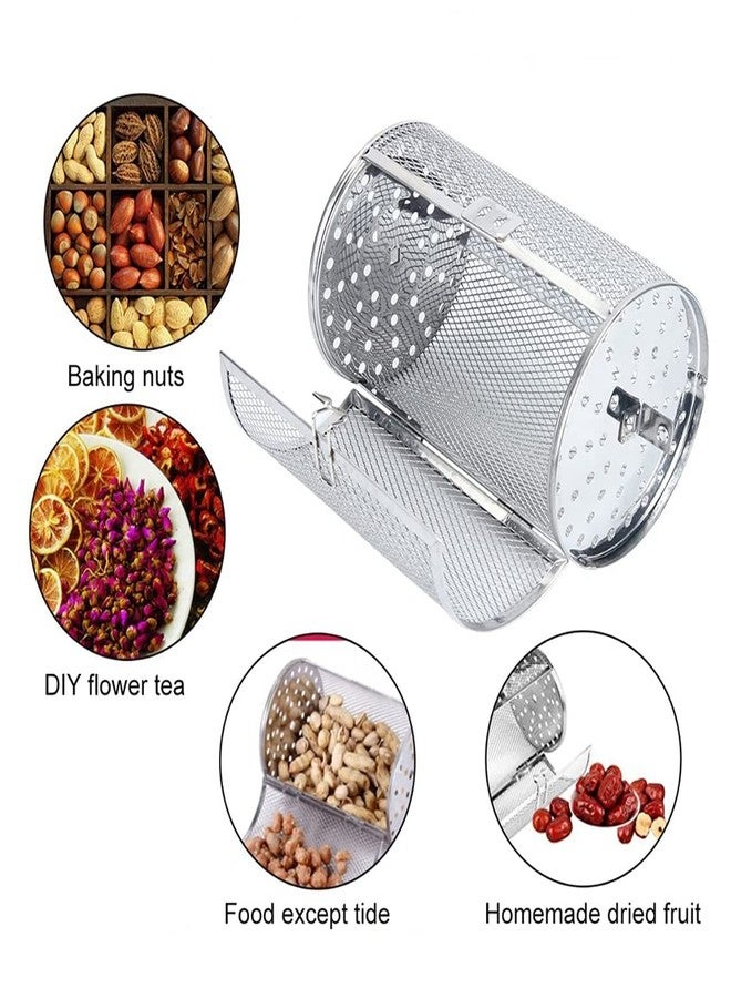 LinaLife 12x23cm Stainless Steel Rotisserie Grill Roaster Drum Dried Baking Coffee Bean Nut Oven Basket BBQ Grill Cage Kit - Image 3